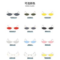 Oval Brand Black Red Metal Color Fashion Designer Lunette Small Framed Vintage Retro Sunglasses