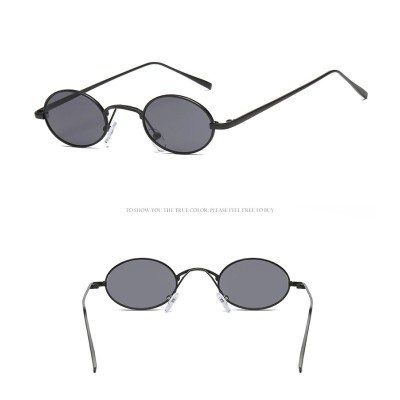 Vintage Brand Shades Black Red Metal Retro Small Round Lens Sunglasses for Women