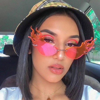 2020 New Arrivals High Fashion Luxury Trendy Unique Fire Rimless Frames Men Ladies Party Shades Sunglasses