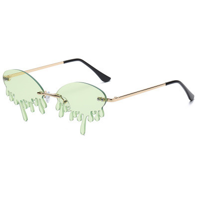 Hot Sale Fashion 2020 Rimless Frames Tinted Fire Dripping Shape Trendy Women Sunglasses