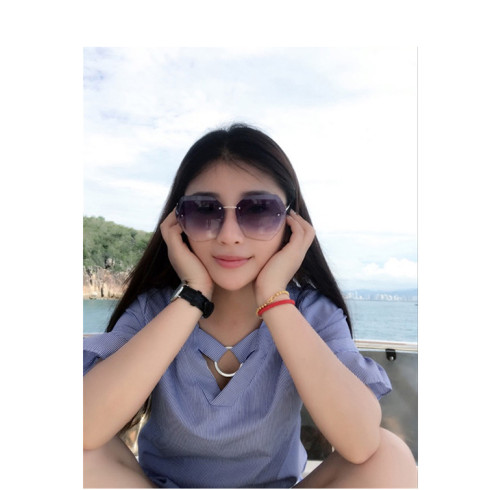 UV400 Oversized Ocean Lens Shades Factory Wholesale Women Female Lady Rimless Diamond Cut Sunglasses