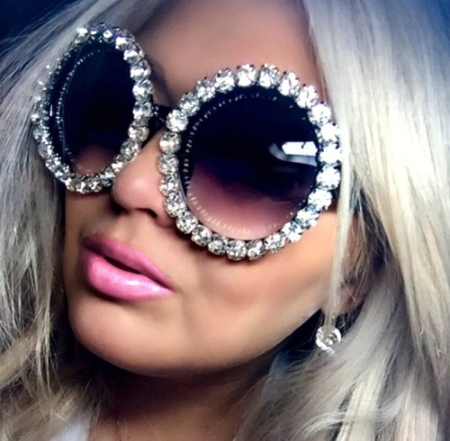 Wholesale 2020 Custom Private Label Fashion Womens Round Luxury Shades Bling Diamonds Crystal Sunglasses