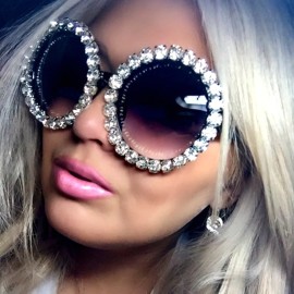 Wholesale 2020 Custom Private Label Fashion Womens Round Luxury Shades Bling Diamonds Crystal Sunglasses