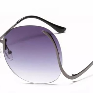 2020 Designer Newest Fashion Bend Leg Trendy Colorful Lens Women Big Shade Oversized Rimless Sunglasses