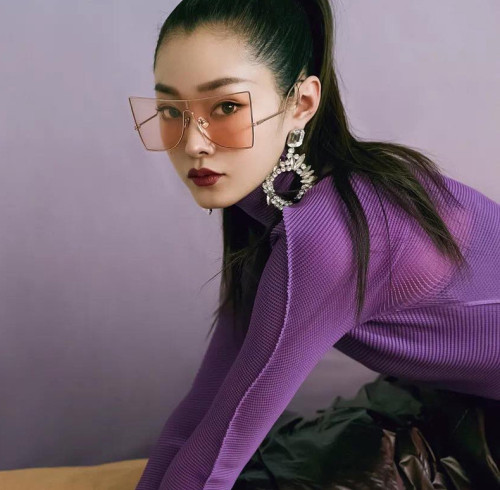 Luxury Brand Designer Visor fashion Square Metal Trendy Oversized Women Shades Ocean Lens Sunglasses 2024