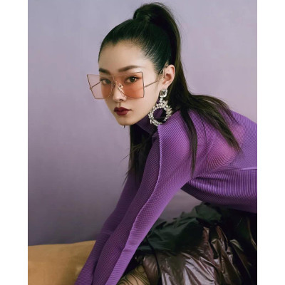 Luxury Brand Designer Visor fashion Square Metal Trendy Oversized Women Shades Ocean Lens Sunglasses 2024