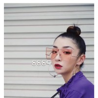 Luxury Brand Designer Visor fashion Square Metal Trendy Oversized Women Shades Ocean Lens Sunglasses 2024