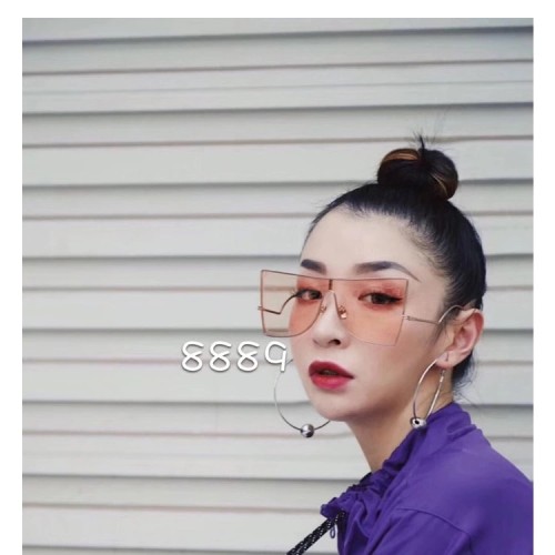 Luxury Brand Designer Visor fashion Square Metal Trendy Oversized Women Shades Ocean Lens Sunglasses 2024