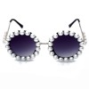 Luxury Party Fashion Vintage Retro Round Metal Frame Trendy Diamond Women Shades Sunglasses