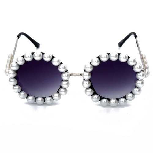 Luxury Party Fashion Vintage Retro Round Metal Frame Trendy Diamond Women Shades Sunglasses