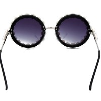 Luxury Party Fashion Vintage Retro Round Metal Frame Trendy Diamond Women Shades Sunglasses