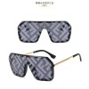 Oversize Rimless Women Vintage Glasses Fashion Shades Mirror Letter F Sunglasses