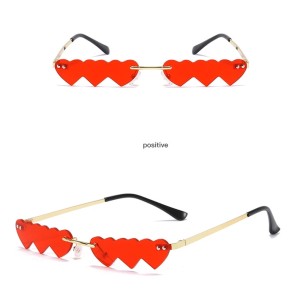 2020 Wholesale Fashion Designer Brand Rimless Metal Frame Small Heart Shaped Women Trendy Shades Sunglasses