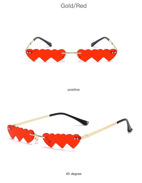 2020 Wholesale Fashion Designer Brand Rimless Metal Frame Small Heart Shaped Women Trendy Shades Sunglasses