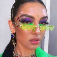 2020 Wholesale Fashion Designer Brand Rimless Metal Frame Small Heart Shaped Women Trendy Shades Sunglasses