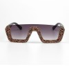 Brand Designer Luxury Square Women Ladies Oversized Sunglasses with Rhinestones