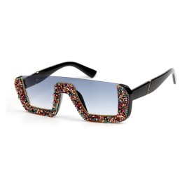 Brand Designer Luxury Square Women Ladies Oversized Sunglasses with Rhinestones
