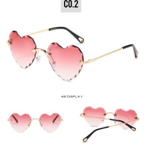 2020 Fashionable Ladies UV400 Rimless Sunglasses Women Heart Sunglasses