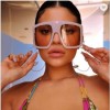 Trending Women Black Shades Fashion Integrated Sunglasses for Female Male