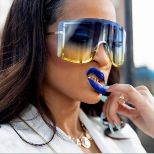 2024 Newest Big Frame Women Men Sunglasses Oversized Wholesale Retro Rimless Shades Sunglasses
