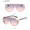 2019 New Fashion Luxury Women Rhinestone Flat Top UV400 Oversized Shield Style Sunglasses
