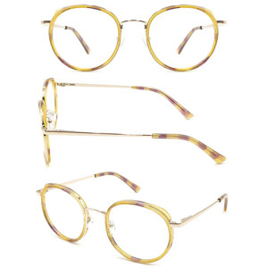 Acetate round shape hot selling glasses with metal temple