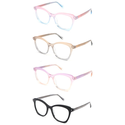 Hot selling cat eye progressive clear women acetate optical frame glasses