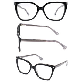 Hot selling cat eye black acetate optical frame glasses for women