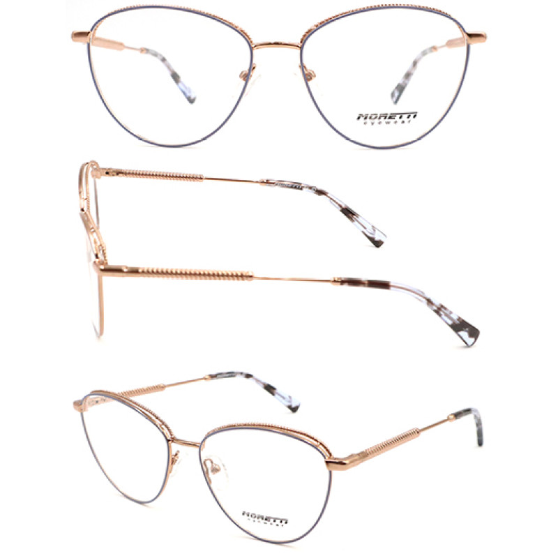 Round shape adult metal Optical Frame with acetate temple