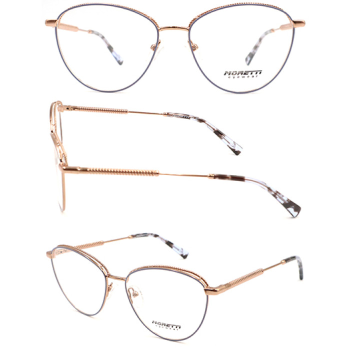 Round shape adult metal Optical Frame with acetate temple