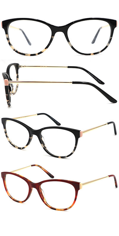 high quality acetate optical frame with metal temple