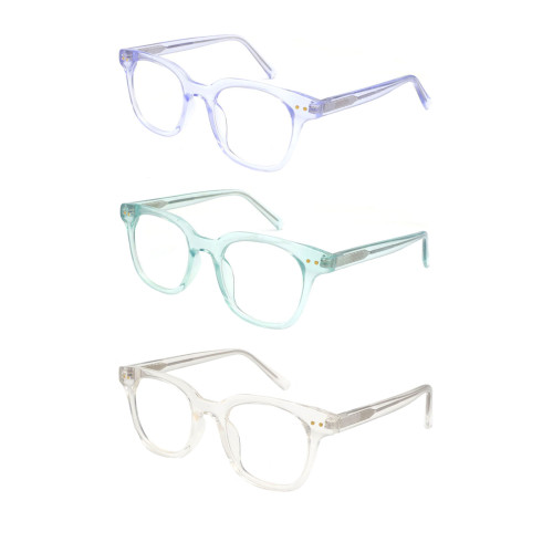 Wholesale 2024 New Adult Acetate Injection Optical Frame With Metal Spring Hinge Transparent Color Series