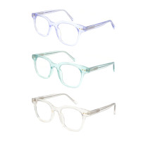 Wholesale 2024 New Adult Acetate Injection Optical Frame With Metal Spring Hinge Transparent Color Series