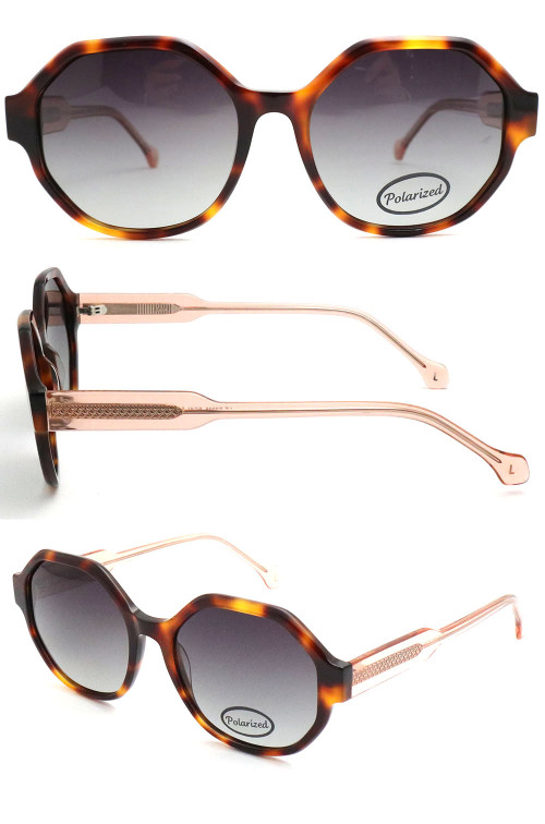High Quality Round Frame Acetate Sunglasses  Women Polarized UV400 Lenses Custom Sun Glasses with Metal Pin