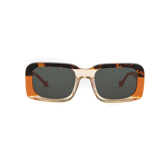 Metal hinge  Acetate leopard-print bevelled sunglasses