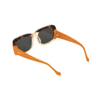 Metal hinge  Acetate leopard-print bevelled sunglasses
