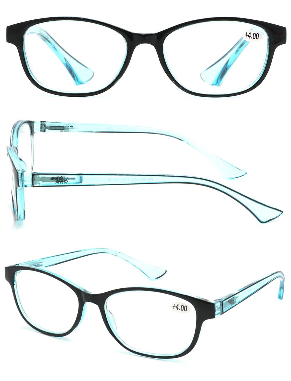  reading glasses with metal spring hinge