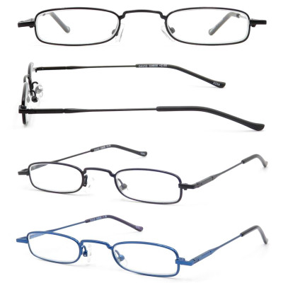New Arrivals Small Metal Square Frame Ultra Thin Safety Reading Glasses with Case