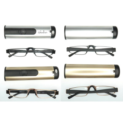 Pen Case Reading Glasses with Aluminum Box Portable Metal Readers for Old Men with Spring Hinges