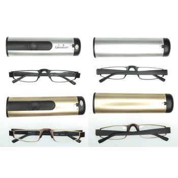 Pen Case Reading Glasses with Aluminum Box Portable Metal Readers for Old Men with Spring Hinges
