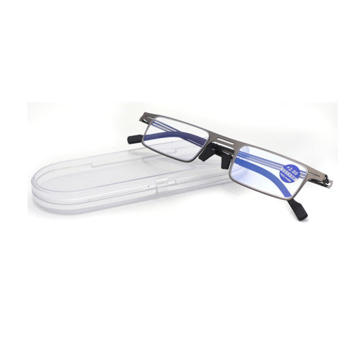 Portable Metal Frame Reading Glasses Anti-Blue Light Reading Glasses with Case