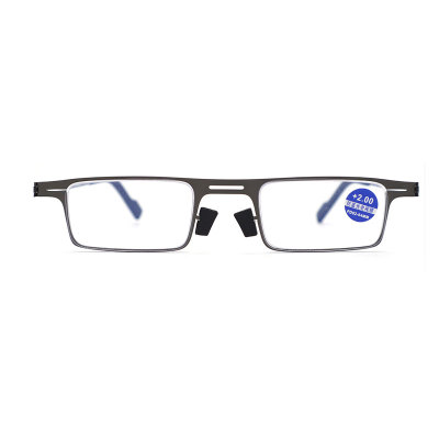 Portable Metal Frame Reading Glasses Anti-Blue Light Reading Glasses with Case