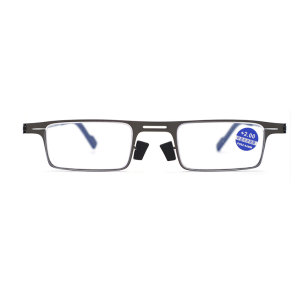 Portable Metal Frame Reading Glasses Anti-Blue Blue Light Reading Glasses with Case