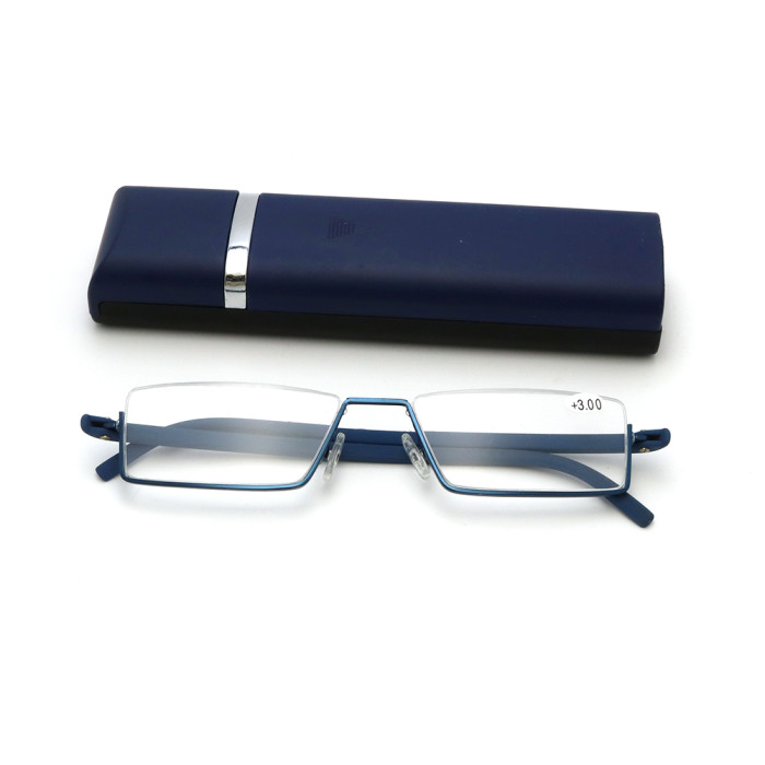 Half Frame Business Metal portable pen Eyeglasses Reading Glasses Frames for Men