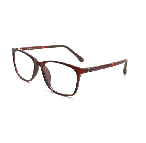 Unisex Plastic metal temple Optical Frame with brown rubber temple tip