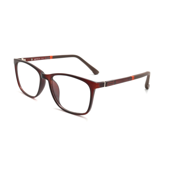 Unisex Plastic metal temple Optical Frame with brown rubber temple tip