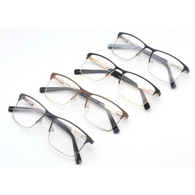 New Metal Glasses Frame Full Frame Business Leisure Square Stainless Steel Frame Plate Foot Set with Myopia