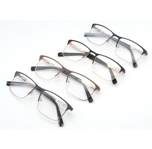 New Metal Glasses Frame Full Frame Business Leisure Square Stainless Steel Frame Plate Foot Set with Myopia
