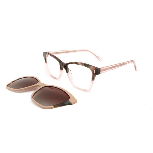 Fashion Acetate Optical Eyeglass Frame with Clip on Lens