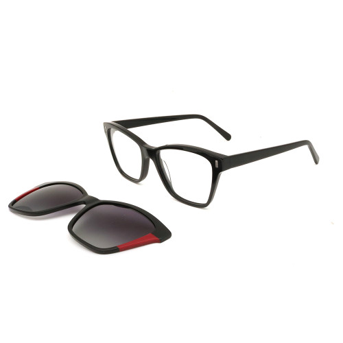 Fashion Acetate Optical Eyeglass Frame with Clip on Lens